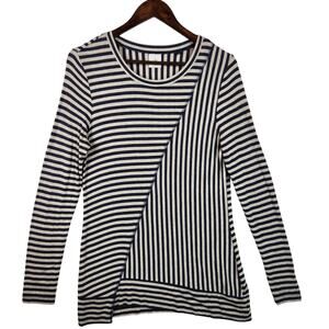 CAbi Style 3228 Ernest Striped Tee Size Small. Navy & Oatmeal